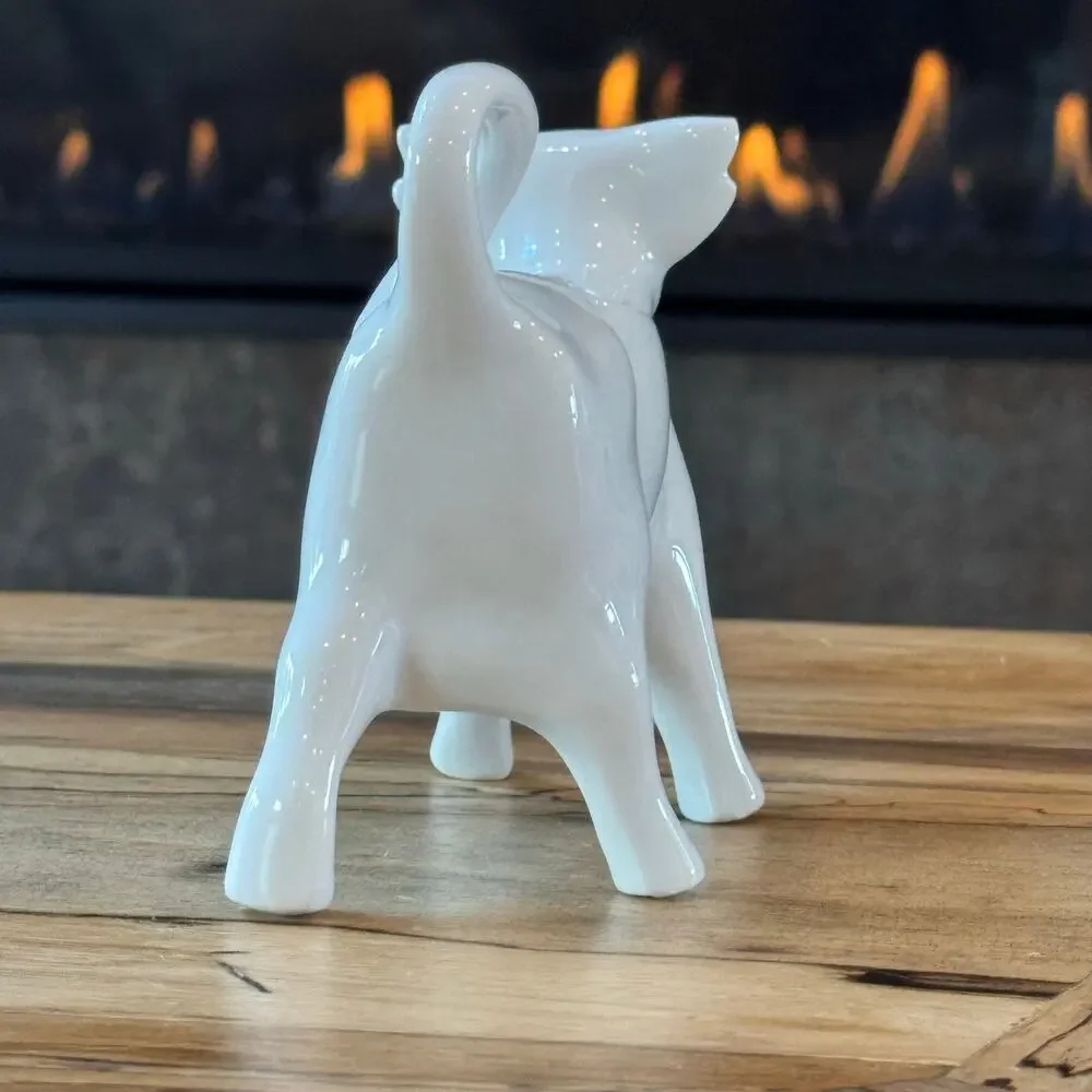 Vintage Apilco France White Porcelain Cow Creamer Farmhouse Kitchen Decor 7